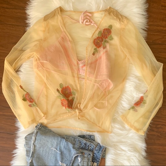 Vintage Other - Embroidered chiffon top